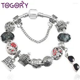 Charm Bracelets Silver Color Glasses Lipstick Pendant Beads For Women Men Pulseras Jewelry Gift Special Offer Wholesale