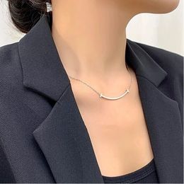 Luxury Simple Necklace Women Diamond Pendant Stainless Steel Couple Jewellery for Neck Christmas Days Gifts for Women Accessories