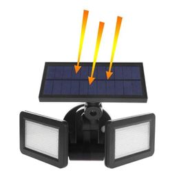 Lamps 48LEDs Dual Head Solar Light Radar Sensor Spotlight Waterproof Outdoor Solar Garden Light Super Bright Yard Flood LED Lamp