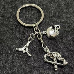 Keychains Hockey Keychain Player Sporter Bronze Silver Colour Pendants DIY Men Jewellery Car Key Chain Ring Holder Gift