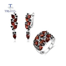 Necklaces Natural Mozambique Garnet Rings Earring Sterling Sier Fine Jewellery for Women Wife Design Anniversary Party Gift