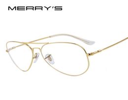Whole MERRY039S Fashion Men Titanium Eyeglasses Frames Men Titanium Eyeglasses Gold Shield Frame With Glasses 2 Color1858031