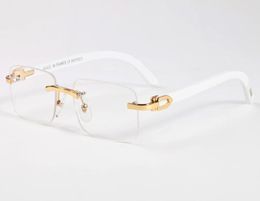 Fashion Sports Mens Buffalo Horn Retro Wood Sunglasses Man and Woman Black Brown Transparent Lens Frameless Driving Glasses lunett7143129