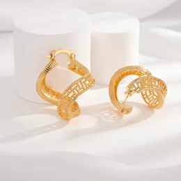 Hoop Earrings Fashion Women Jewelry Twist Design Choker Necklace Gold Color Weddings Jewellery For Dubai African