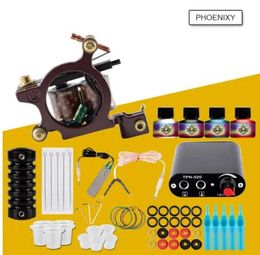 Kits Professional Tattoo Kits Top Artist Complete Set 1 Tattoo Machine Gun Lining And Shading Inks Power Needles Tattoo Supply