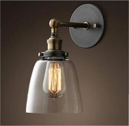 Lamps Loft Vintage led wall lighting Industrial Edison Glass Shade Loft Coffee Bar Wall Sconce Iron DIY Wall Light Warehouse Lamp e27