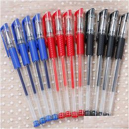 Gel Pens Wholesale Office Smooth Writing Student Black Red Blue Gels Pen Removable Business Signatures Offices School Supplies Drop Dhkc3