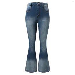 Women's Jeans Flared Women Street Vintage Stretchy High Waist Flare Denim Trousers Low-Rise Casual Pants Boot Cut