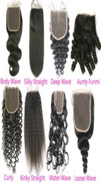 Fast Delivery Curly Body Deep Water Kinky Silk Straight Closure Malaysian Virgin Loose Wave Human Hair Top Lace Closures Piece For7552743