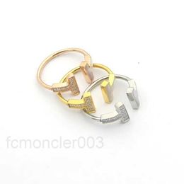 Band Rings Quality Top for Women Jewelry Double t Shell Between the Diamond Ring Couple Foreign Trade Models Smile Set 8tkl KYSY