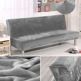 Velvet Plush Armless Sofa Bed Cover Folding Seat Slipcover Modern Stretch Sofa Bed Covers Elastic Couch Protector Home el 240103