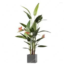 Decorative Flowers Large Simulation Planting Bird Of Paradise Auspicious Green Plant Pot Nordic Living Room Interior Floor Ornaments