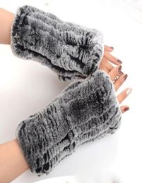 Ladies Real Fur Gloves Women Winter Fingerless Warm Gray Glove 2020 New Arrival Soft Woman Genuine Fur Ladies Hand Warmer9170689