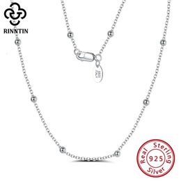 Rinntin 925 Sterling Silver Satellite Chain 1.0mm Cable Chain with Ball Beads Necklace for Women and Girls Fashion Jewellery SC43 240103