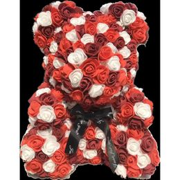 Animals Hot Sale 40cm Bear of Roses Artificial Flowers Home Wedding Festival DIY Cheap Wedding Decoration Gift Box Wreath Crafts Best Gift