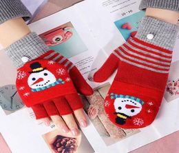 Five Fingers Gloves Outdoor Christmas Knitted Thick For Men Women Kids Deer Printed Warm Winter Full Finger Xmas Elastic Mittens5753366