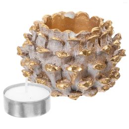 Candle Holders Christmas Party Holder Pine Cone Shaped Stand Resin Craft Table Decor