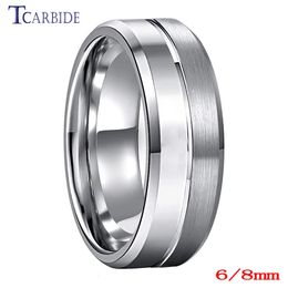 Drop 6mm 8mm Shiny Forever Wedding Band Tungsten Plain Ring Classic Jewelry Groove Brush Polish Finish 240103