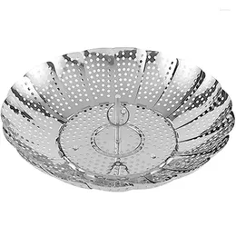 Double Boilers Vegetable Steamer Basket Premium Folding Expandable Steamers Stainless Steel (1 Pcs Silvery)