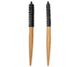 Slim Wood Handle Hairdressing Brushes Small Curling Short Hair Brush Mini Round Comb For Hair Styling6741243