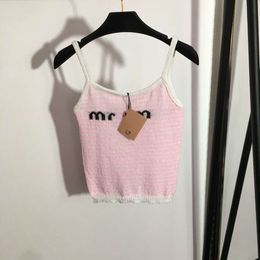 Two Piece Dress Spring/summer Fashion Small Sexy Chest Letter Knitted Drop Strap Open Back Striped Tank Top