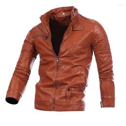 Men's Jackets Slim Fit Mens Vintage Leather Jacket 2024 Winter Male Warm Coats Long Sleeve Hip Hop Tactical Chaqueta Hombre Plus Size