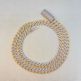 Diamond Sier 10K 14K Gold Plated Link Chain Hip Hop Moissanite Cuban Necklace For Men Women