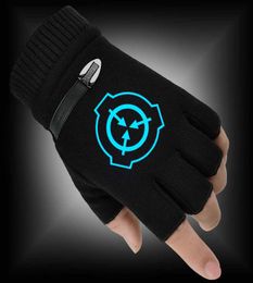 Autumn Winter Men 2020 New Woman Gloves SCP Foundation Fluorescent Luminous Fingerless Gloves Warm Knitted Gloves H08184784835