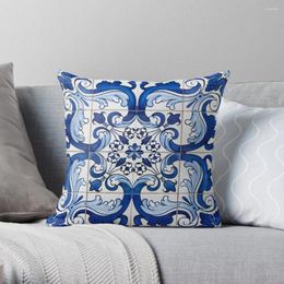Pillow Antique Classic Lisbon Blue Azulejo Tile Floral Pattern Throw Cover PolyesterHome Decor