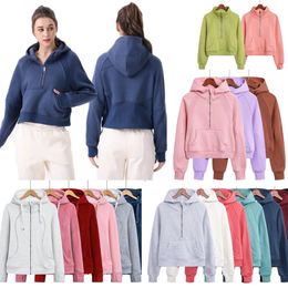 Scuba Lulu Scuba Felpa con cappuccio Scubas Donna Felpa con cappuccio over size Fleece Yoga Scuba Con cappuccio Define Jacket Giacche ispessenti Half Full Zipper Designer Felpe con cappuccio Felpa