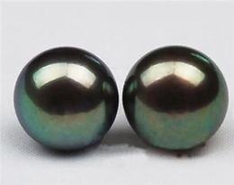 Stud Hot sale new Style Beautiful !! 1011mm Tahitian Black Natural Pearl Earring AAA Grade