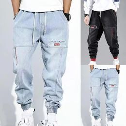 Harem Pants Great Casual Student Trousers Pockets Men Jeans Solid Colour for Daily Wear 240102