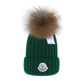 Womens Designer Winter Pompoms Beanie Knitted Woolen Hat Women Chunky Knit Thick Warm Faux Fur Hats Female Bonnet 11colors b8