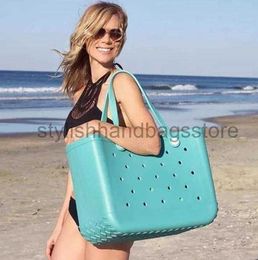 Beach Bags Summer Extra Large Boggs Bag EVA Picnic Tote Holes Waterproof Handbag Pouch Shopping Shoulderstylishhandbagsstore3