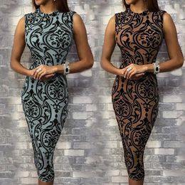 Summer retro classic print slim fit dress for women's fashion evening party tight fitting dress for women's Midi pencil dress 240103