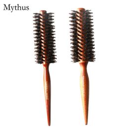 2 Sizes Wooden Brush Natural Boar Bristle Round Rolling Hair Brush Tip Tail Handle Hair Care Tools TG33033144439