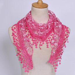 Scarves Women's Solid Colour Hollow Flower Lace Breathable Triangular Scarf Fashionable And Elegant Shawl Clothing Accessories Gift