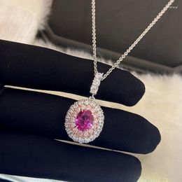 Pendant Necklaces High Quality Inlay Zircon Pink Pigeon Egg Necklace For Women Fashion Jewelry