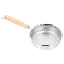 Pans Non-Stick Frying Pan Stainless Steel Skillet Honeycomb With Wooden Handle