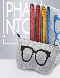Newest Stripped Zipper Glasses Pouch Sunglasses Case Portable Felt Bag Protector Storage Bag 1859cm1618079