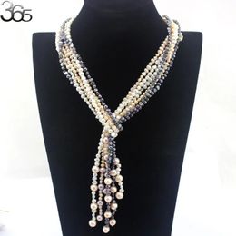 BGSJ 45mm Freeform 910mm Round Freshwater Pearl Knot Jewellery Long Sweater Necklace Strand 50 240102