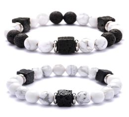 Lava Stone Cube Beads 8MM Howlite Bracelet Man Fashion Gift For Men Ankle Bead Bracelets Beaded Strands8678310
