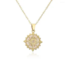 Pendant Necklaces Golden Sun 2024 Trend Europe Style Glam Necklace With Shiny Zirconia For Women Fine Jewelry Gifts