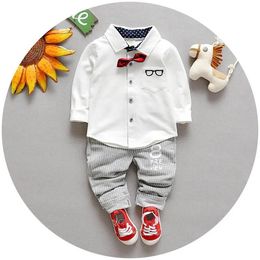 Sets children's clothing Sets Children Suit Boys Outfit bow tie shirt+ stripe casual pants Toddler Newborn Set Baby Wear LH09