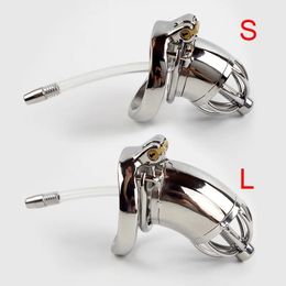 304 Stainless Steel Male Chastity Belt Cock Cage Device with Urethral Sounds Catheter Lock Penis Ring Sex Toys for Men Couples 240102