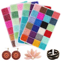 Kit di perline colorate da 2 mm Piccole perle di vetro Set di perline in acrilico con scatola organizer per creazione di gioielli Bracciale collana fai da te 240102