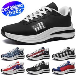 Customised shoes running shoes Waff shoes star lovers diy shoes Retro casual shoes men women shoes outdoor sneaker the Old Glory blue red big size eur 36-48