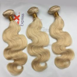 Weaves 7A Blonde Colour 613 Brazilian Straight Virgin Hair Bundles Deal Platium Blonde Human Hair Extensions Weave Body Wave #613 Deep Wav