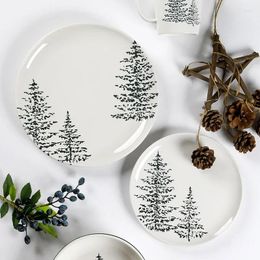 Plates Simple Style Ceramics Plate Creative Relief Christmas Tree Tableware Pasta Steak Dinner Kitchen Serving Tray Dishes