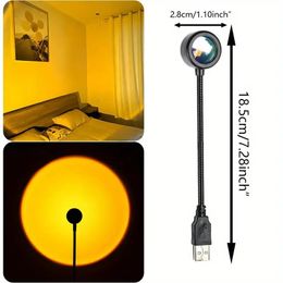1pc LED USB Sunset Light Projector, 7 Colours Atmosphere Light, Portable Romantic Night Light, For Christmas Decoration, Photography, Party, Home Decoration Sunset Light